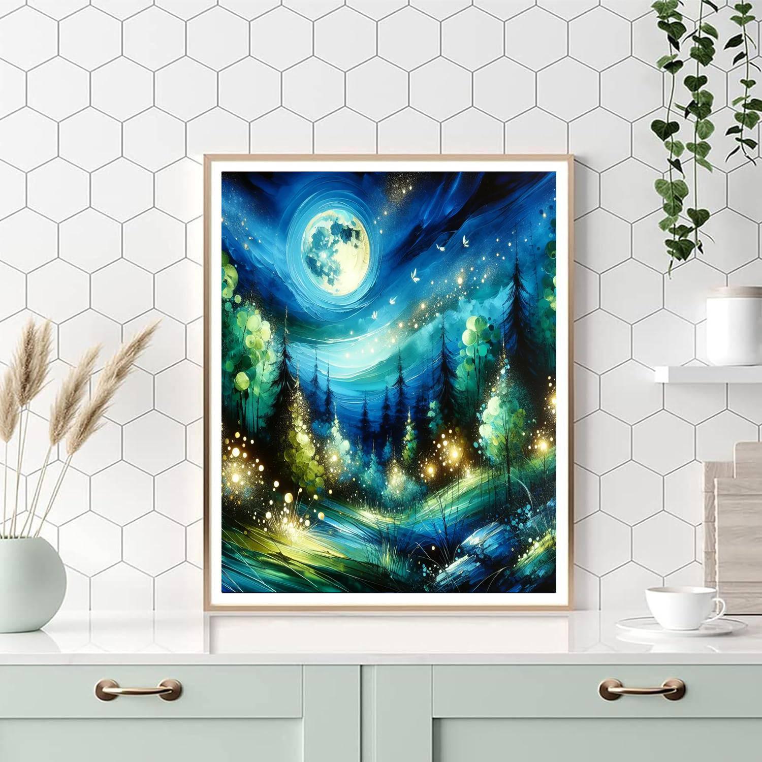 Magical Forest Night Scene Painting By Numbers Kit