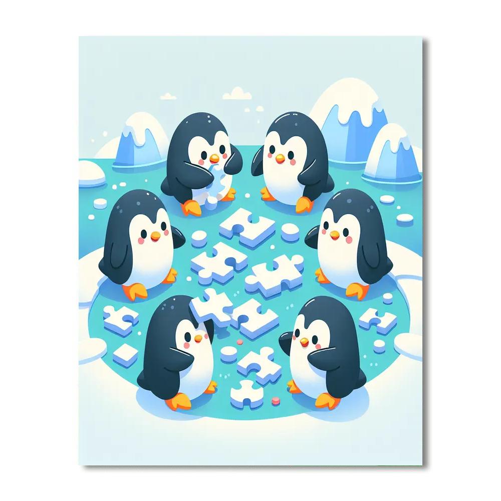 Puzzle Penguin Pals Numbered Painting Kits
