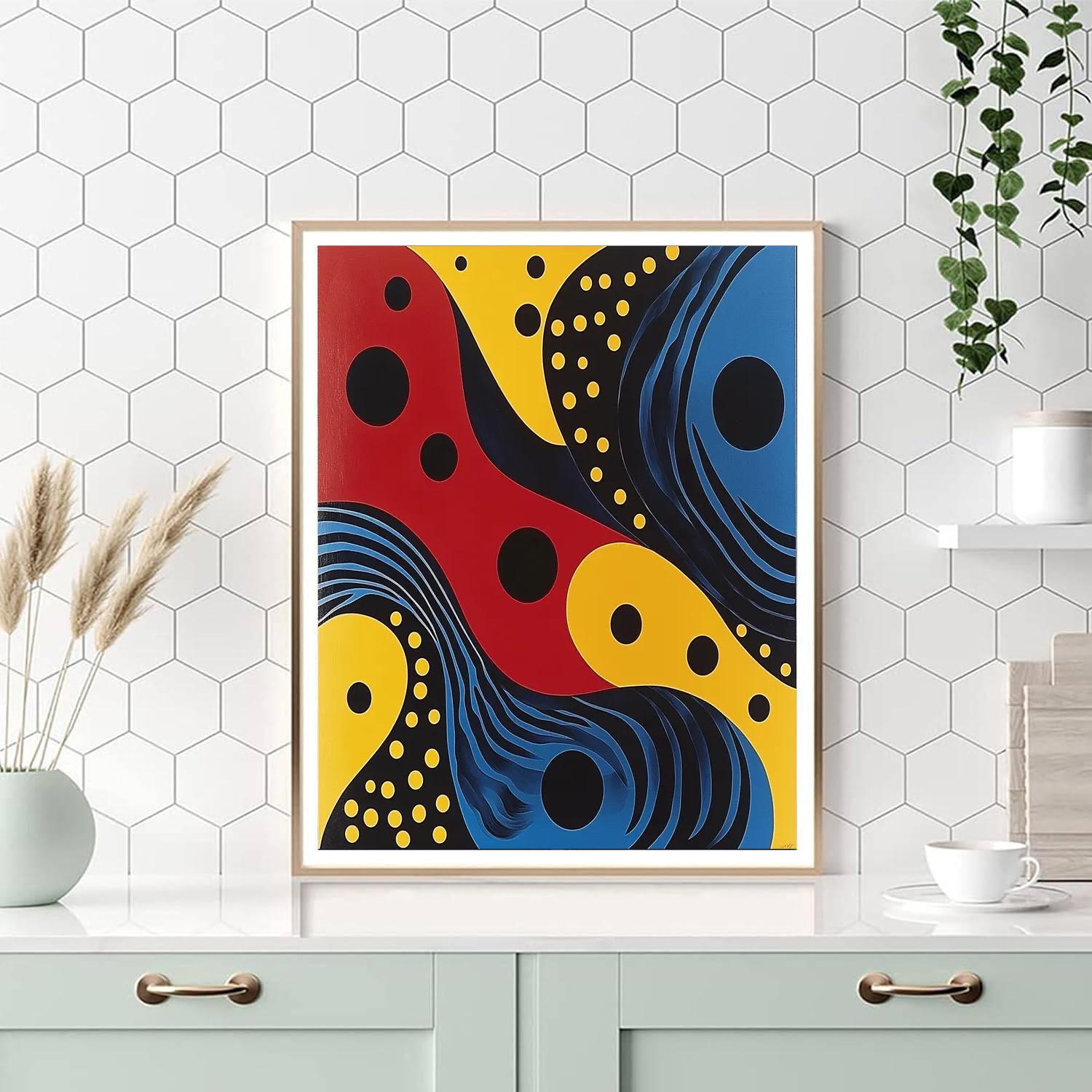 Yayoi Kusama Inspired Vibrant Void  Number Painting