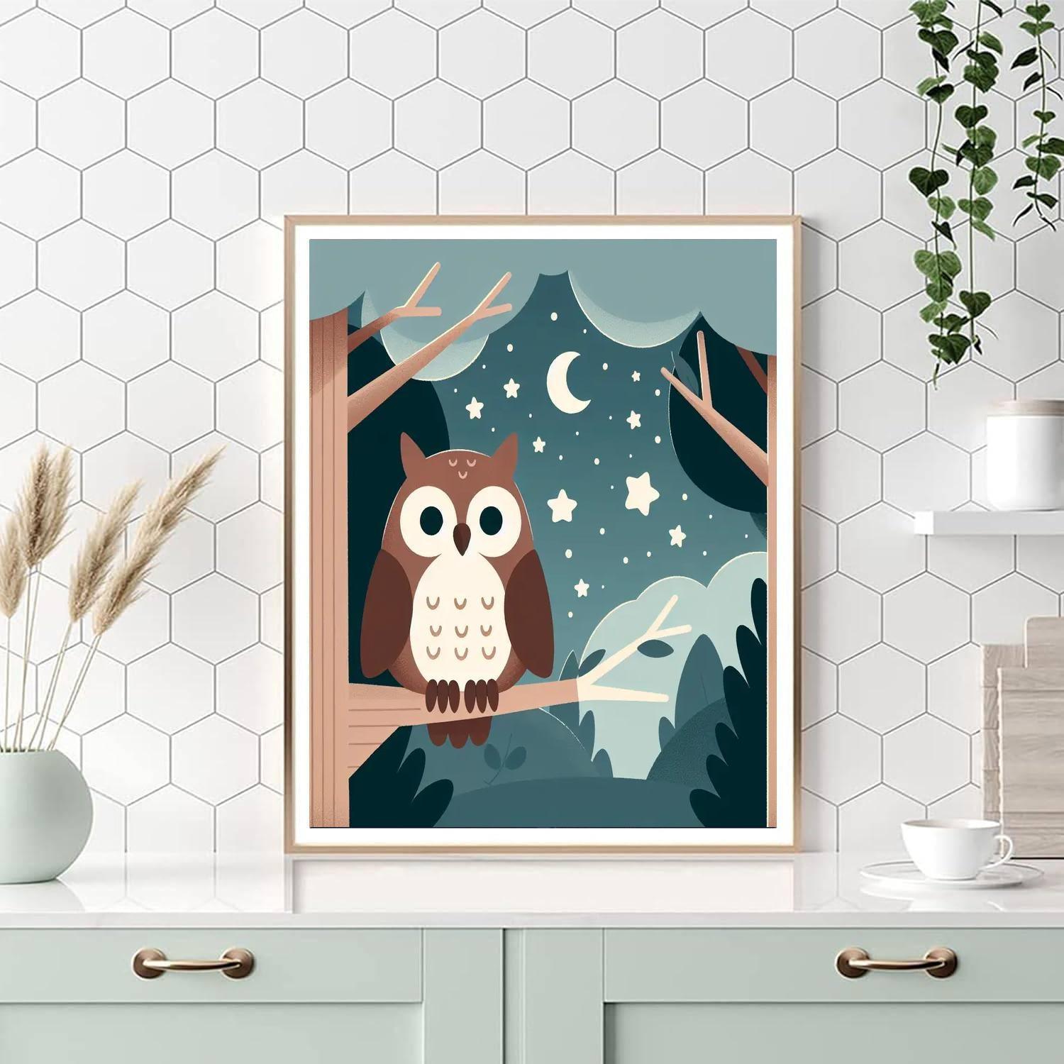 Mystical Owl Night Number Painting