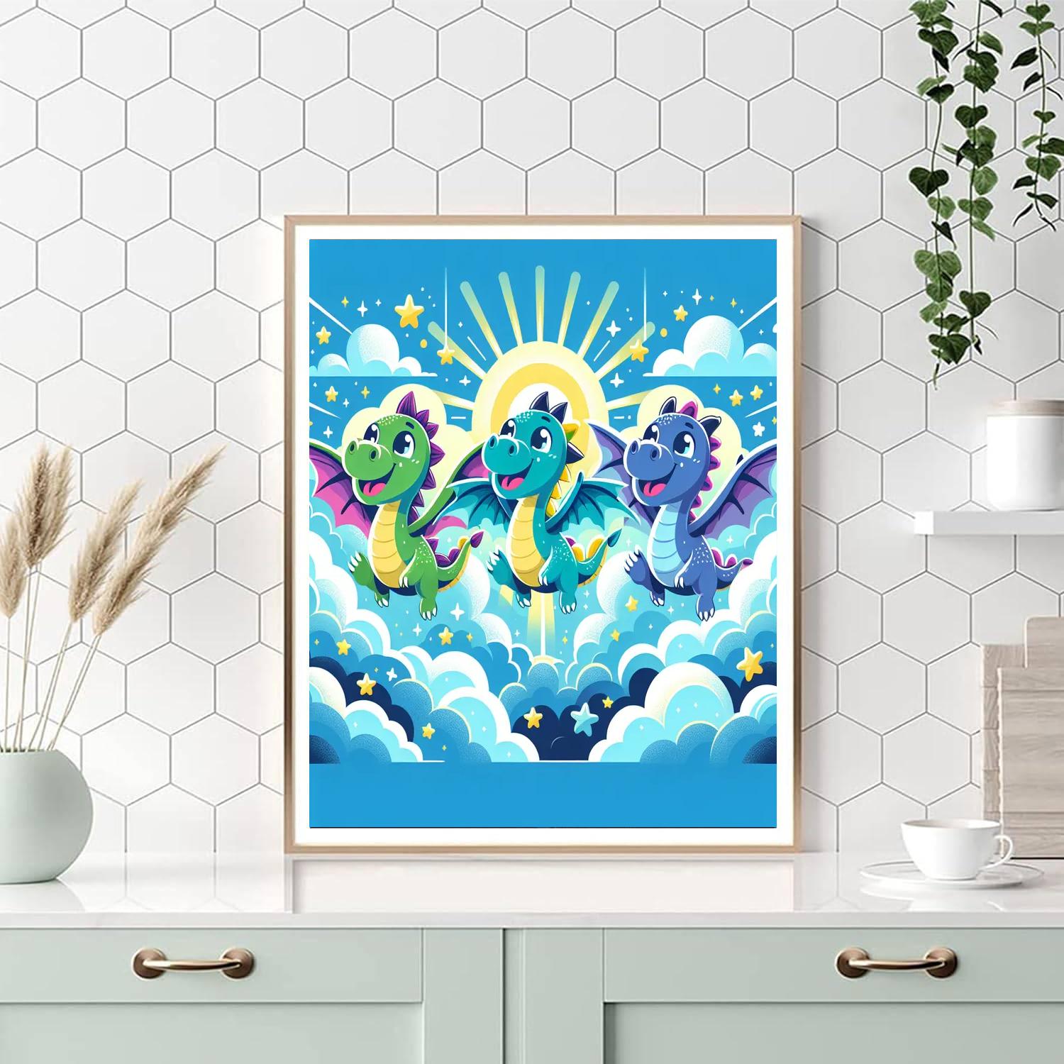 Joyful Dragon Friends Numbered Painting Kits