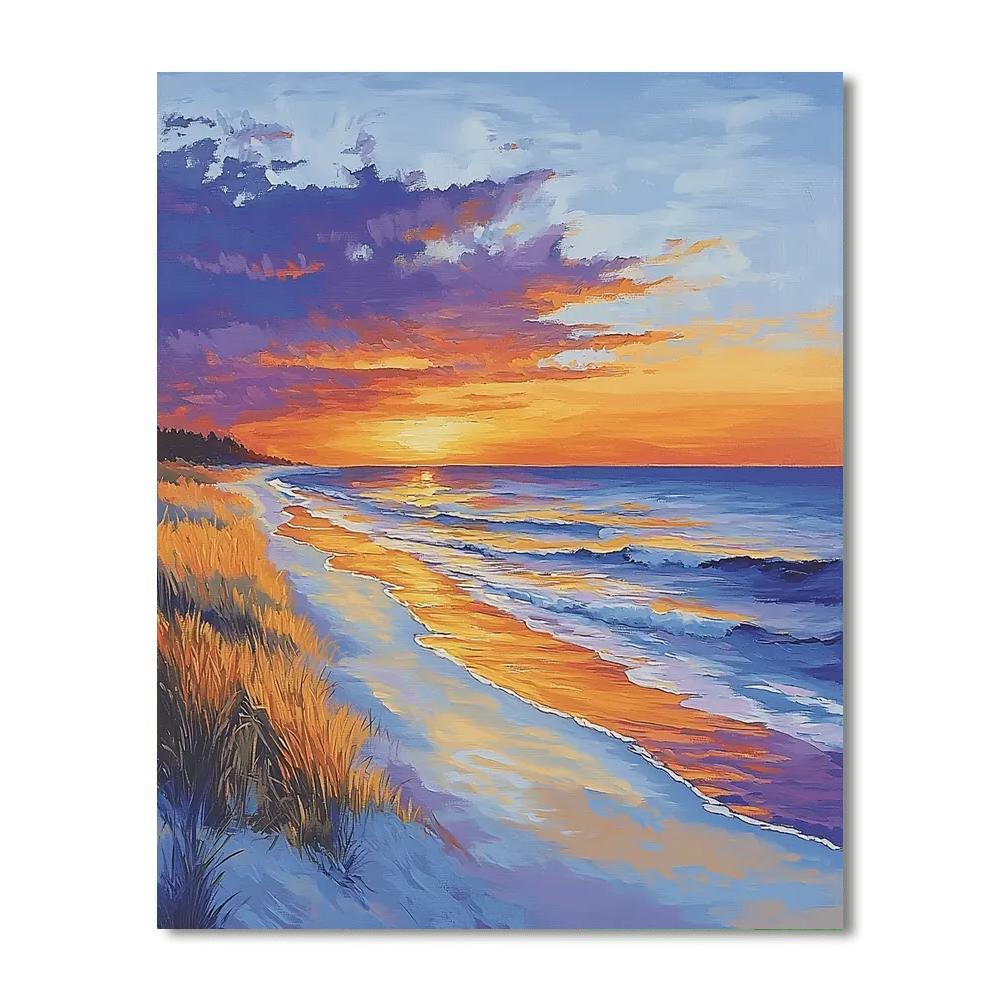 Hopper Inspired Serene Sunset Beach  Paint By Numbers