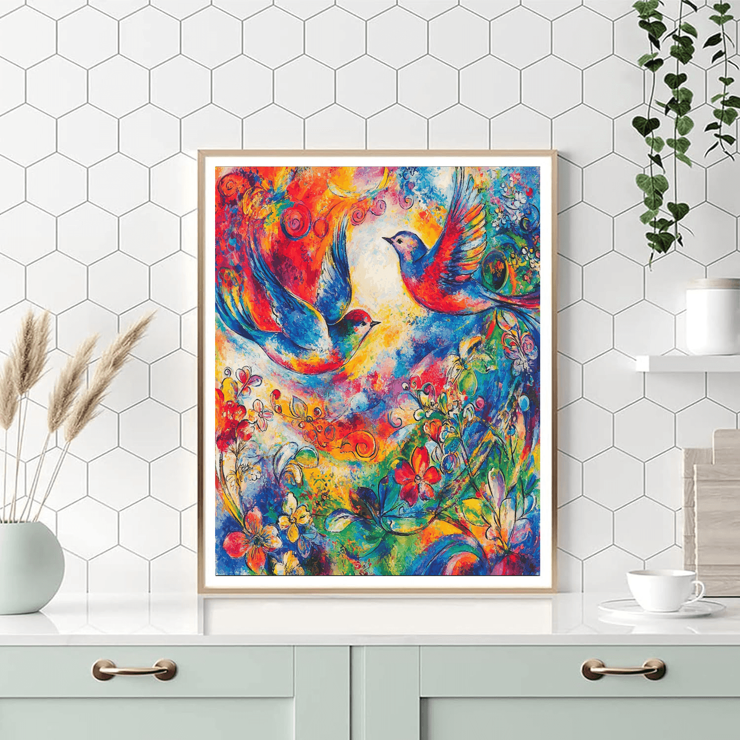 Chagall Inspired Whimsical Birds  Numbered Painting Kits