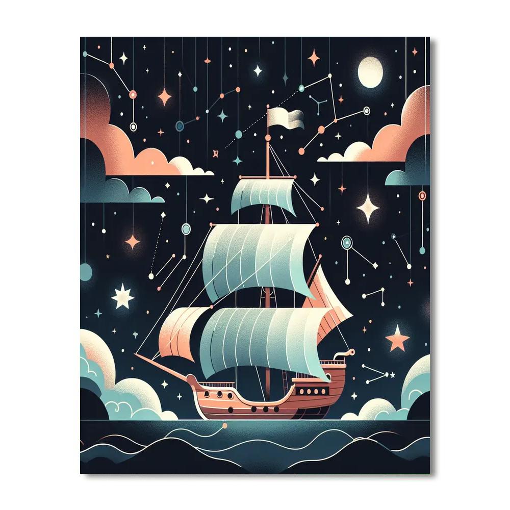 Mystical Night Sky Voyage Paint By Numbers Art