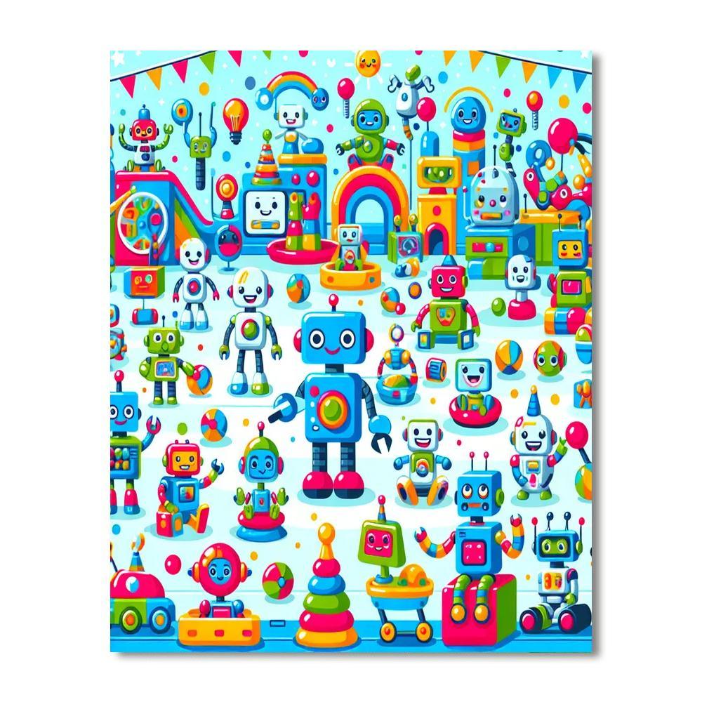 Joyful Robot Reunion Numbered Painting Kits