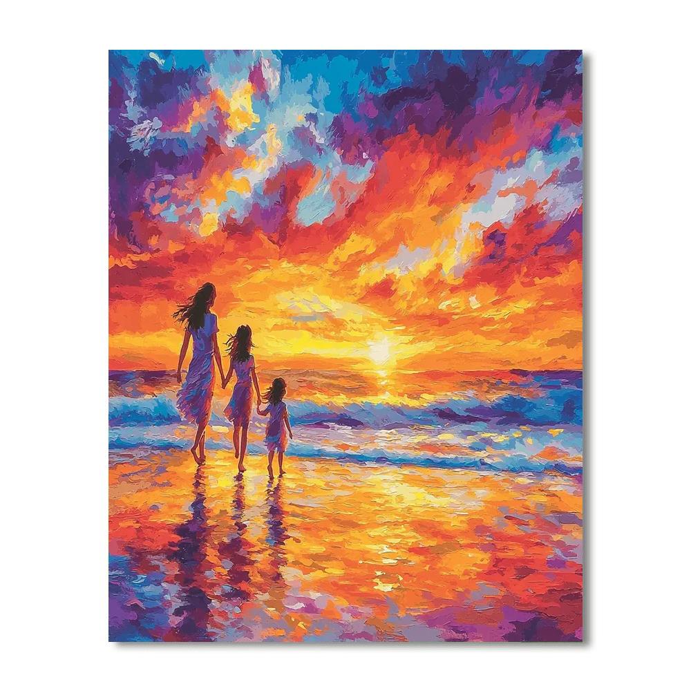 Holding Hands On A Sunset Beach Numbered Painting Kits