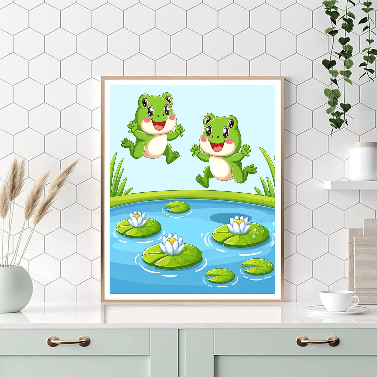 Frolicsome Farmyard Frogs Numbered Painting Kits