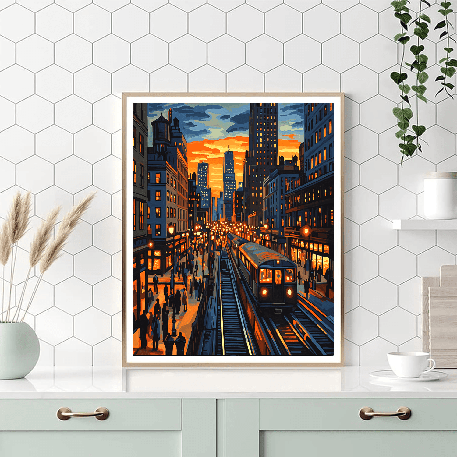 Edward Hopper Inspired Urban Cityscape  Painting By Numbers Kit