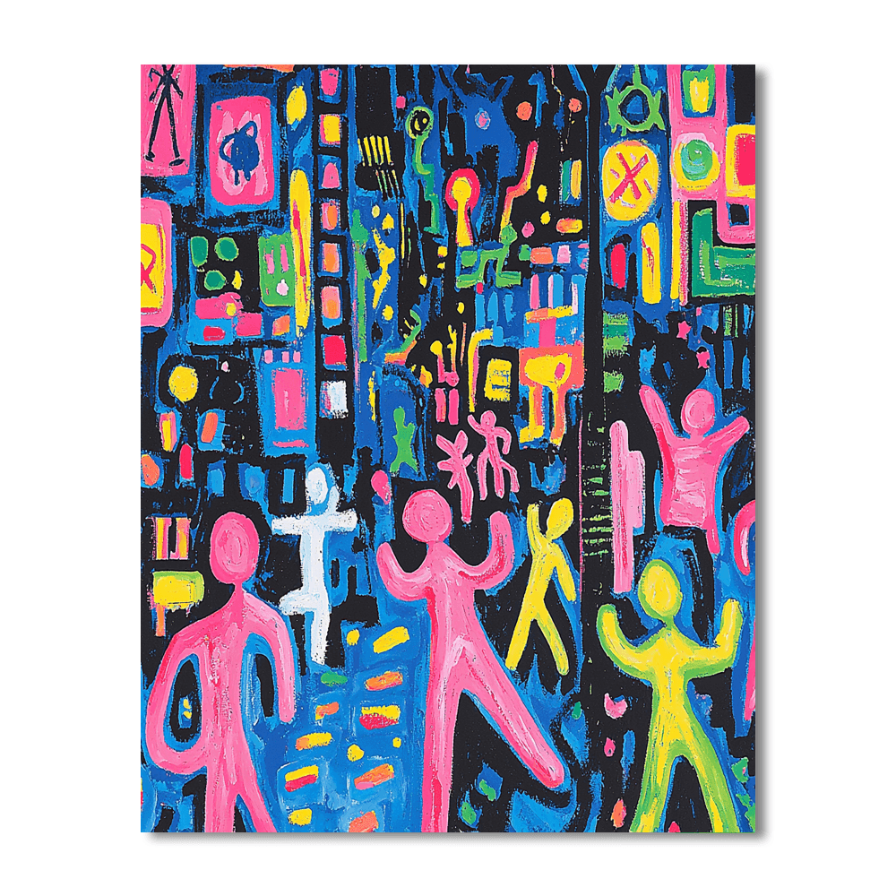 Keith Haring Inspired Neon Urban Groove  Paint By Color