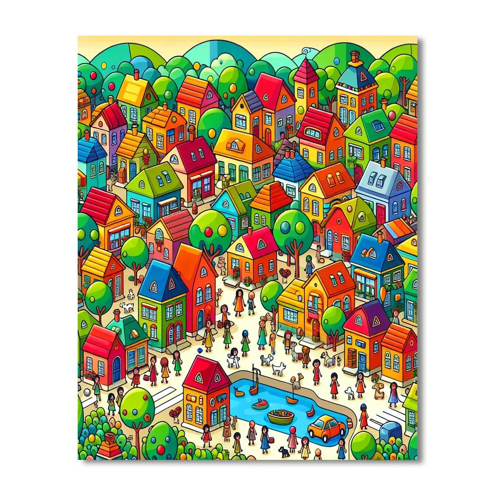 Vibrant Village Voyage Painting By Numbers Kit
