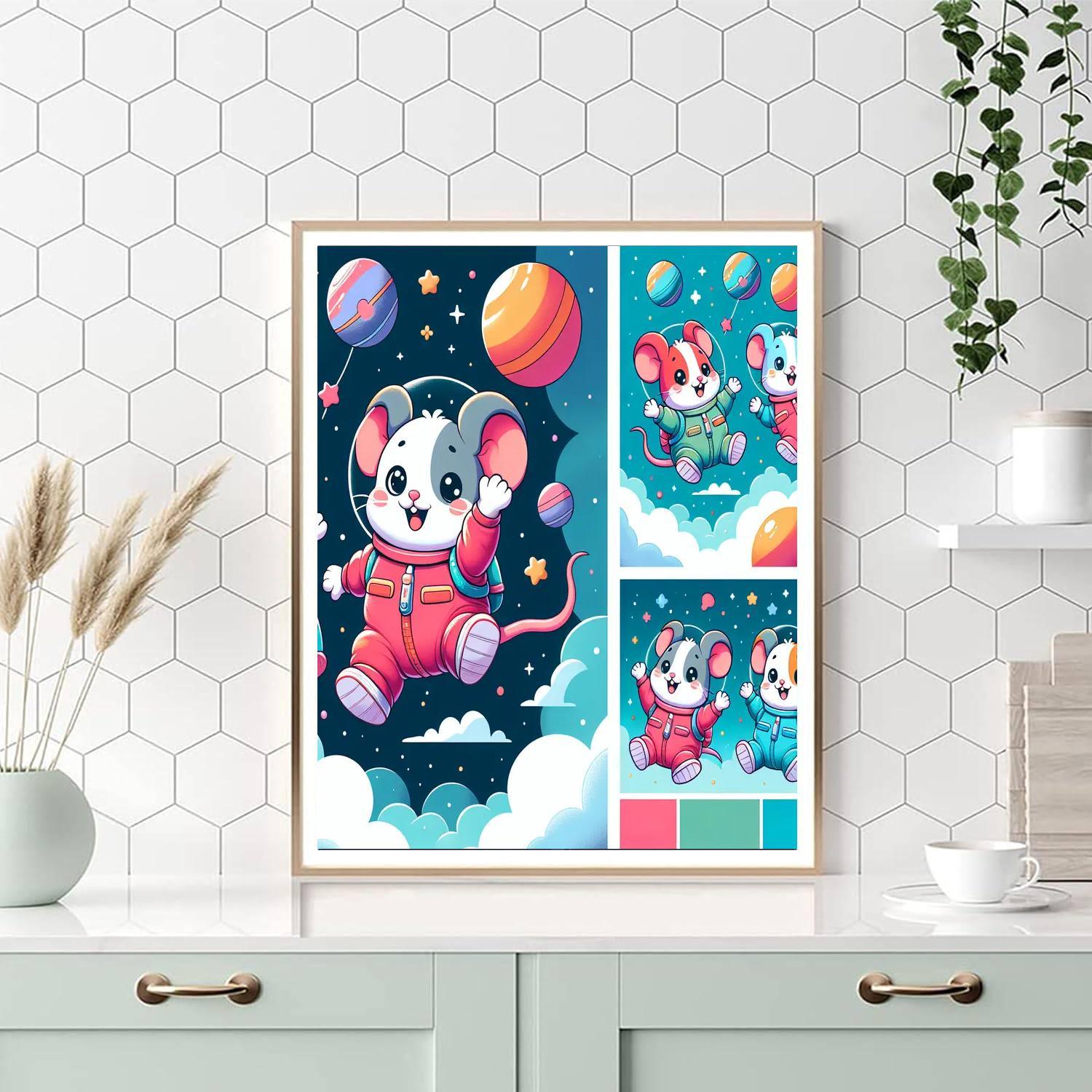 Merry Mice In Space Painting Number Kit