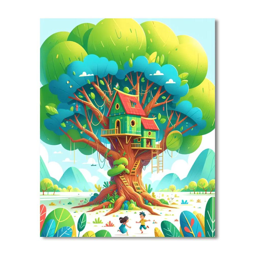 Charming Treehouse Painting Number Kit