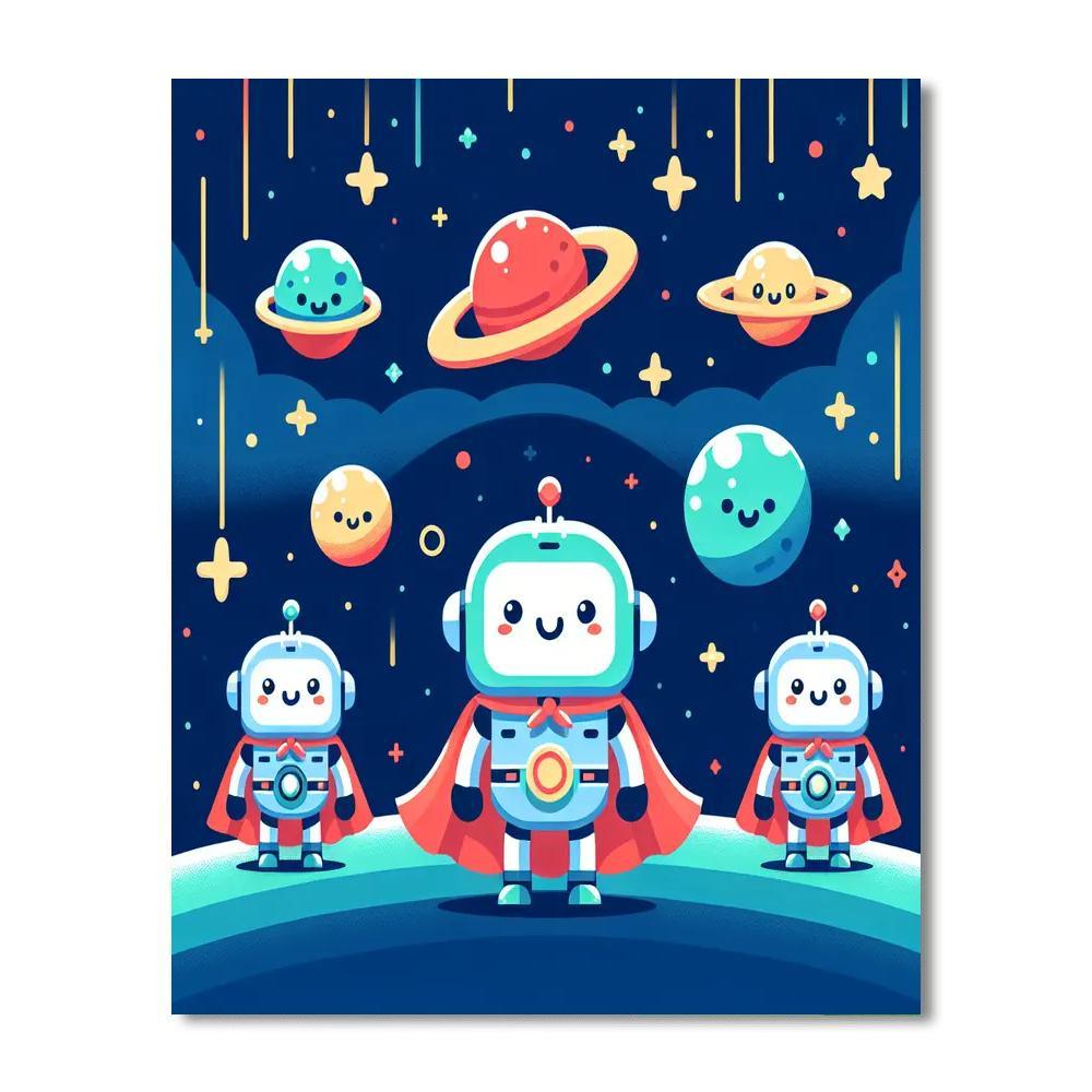 Galactic Robot Heroes Paint By Numbers Art