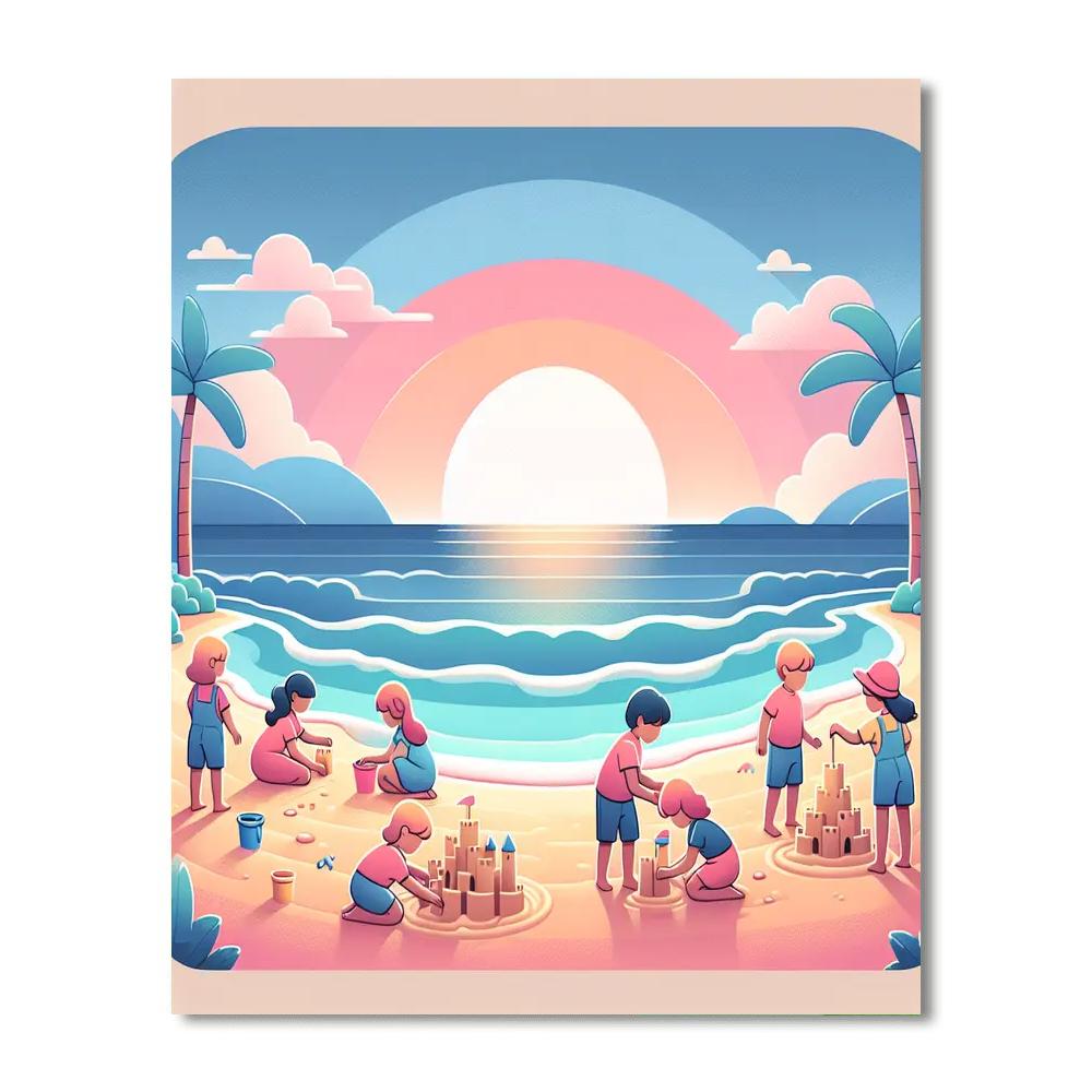 Peaceful Pastel Beach Day Paint By Numbers