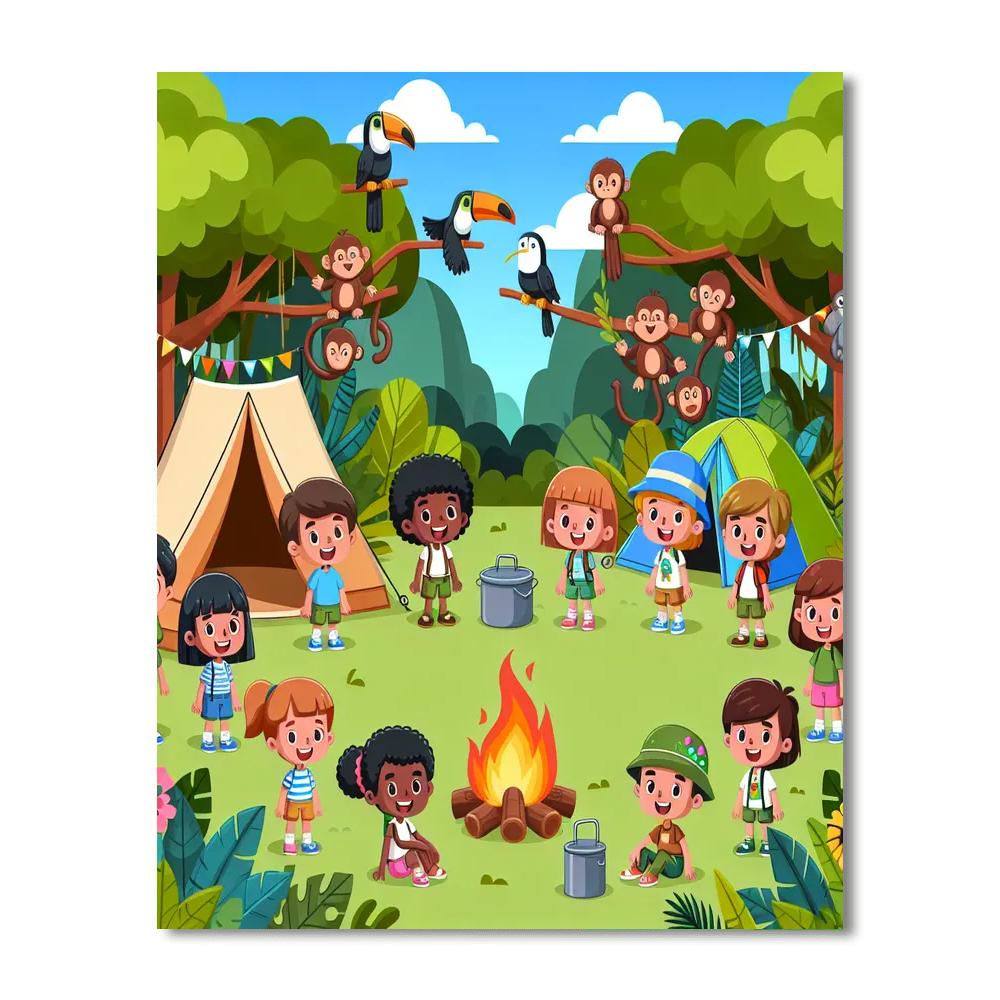 Jungle Safari Camp Paint By Numbers