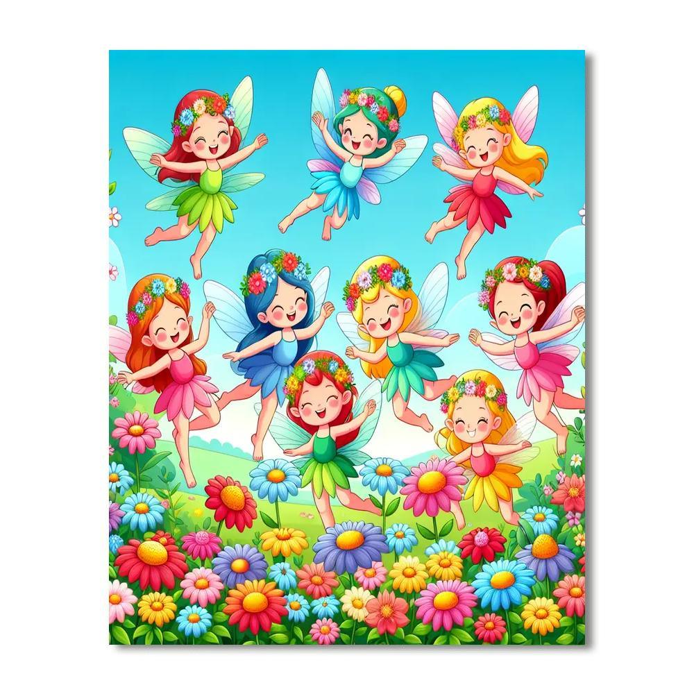Colorful Fairies In The Garden Paint By Number