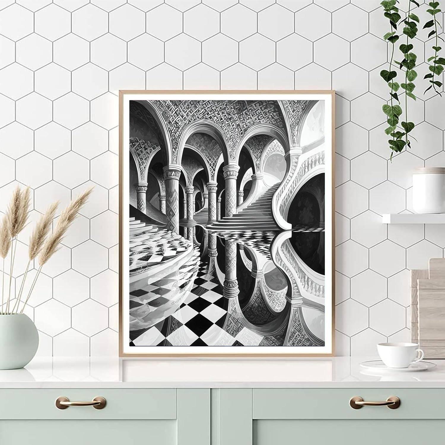 M.C. Escher Inspired Reflections Of Geometry  Paint By Numbers