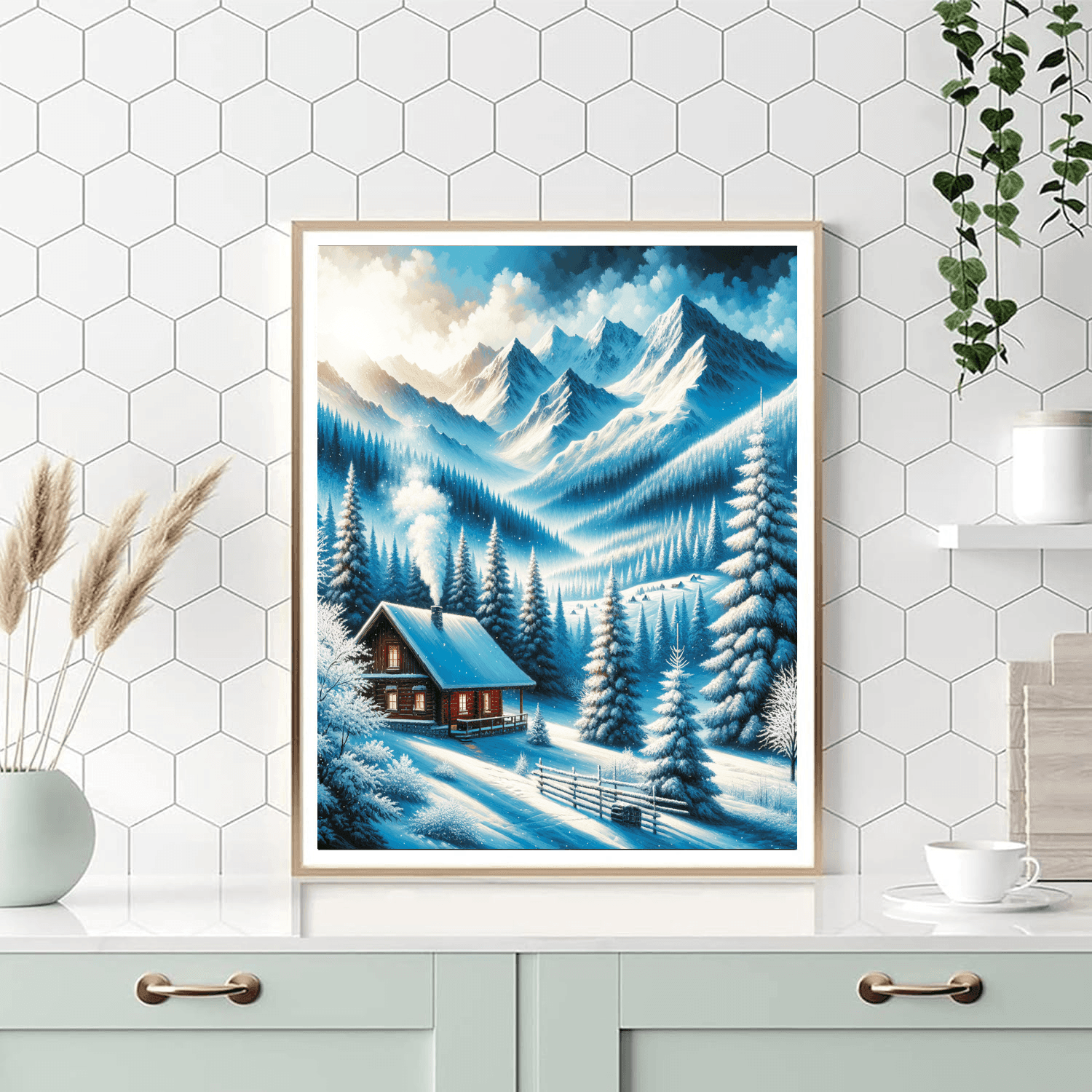 Snowy Mountain Retreat Number Painting