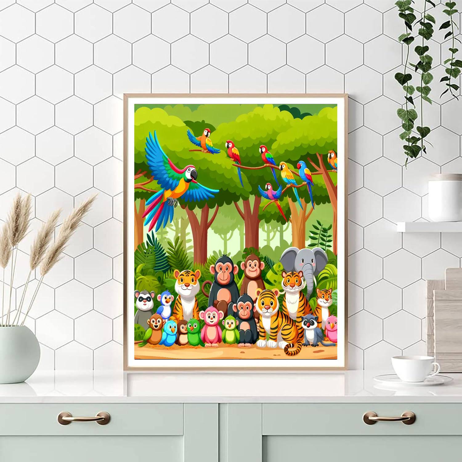 Jungle Friends Gathering Paint By Color