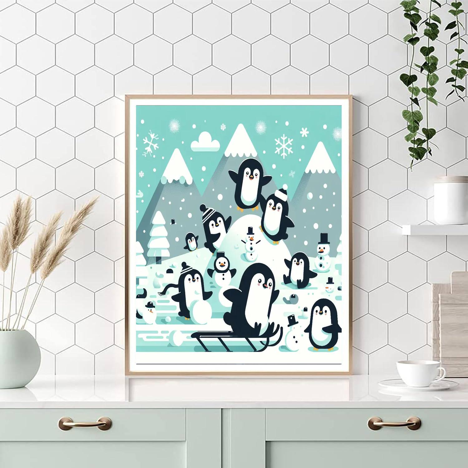 Jolly Penguins' Snow Day Painting By Numbers Kit