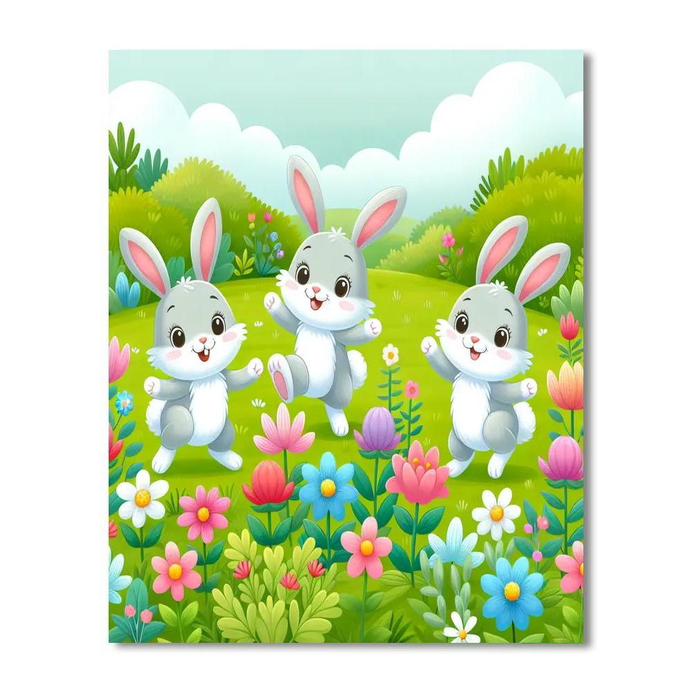 Bouncing Bunnies Hop Around Paint By Numbers Kits