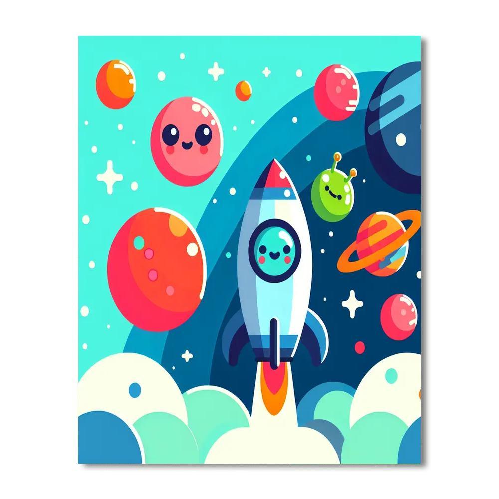 Friendly Outer Space Adventure Paint By Color