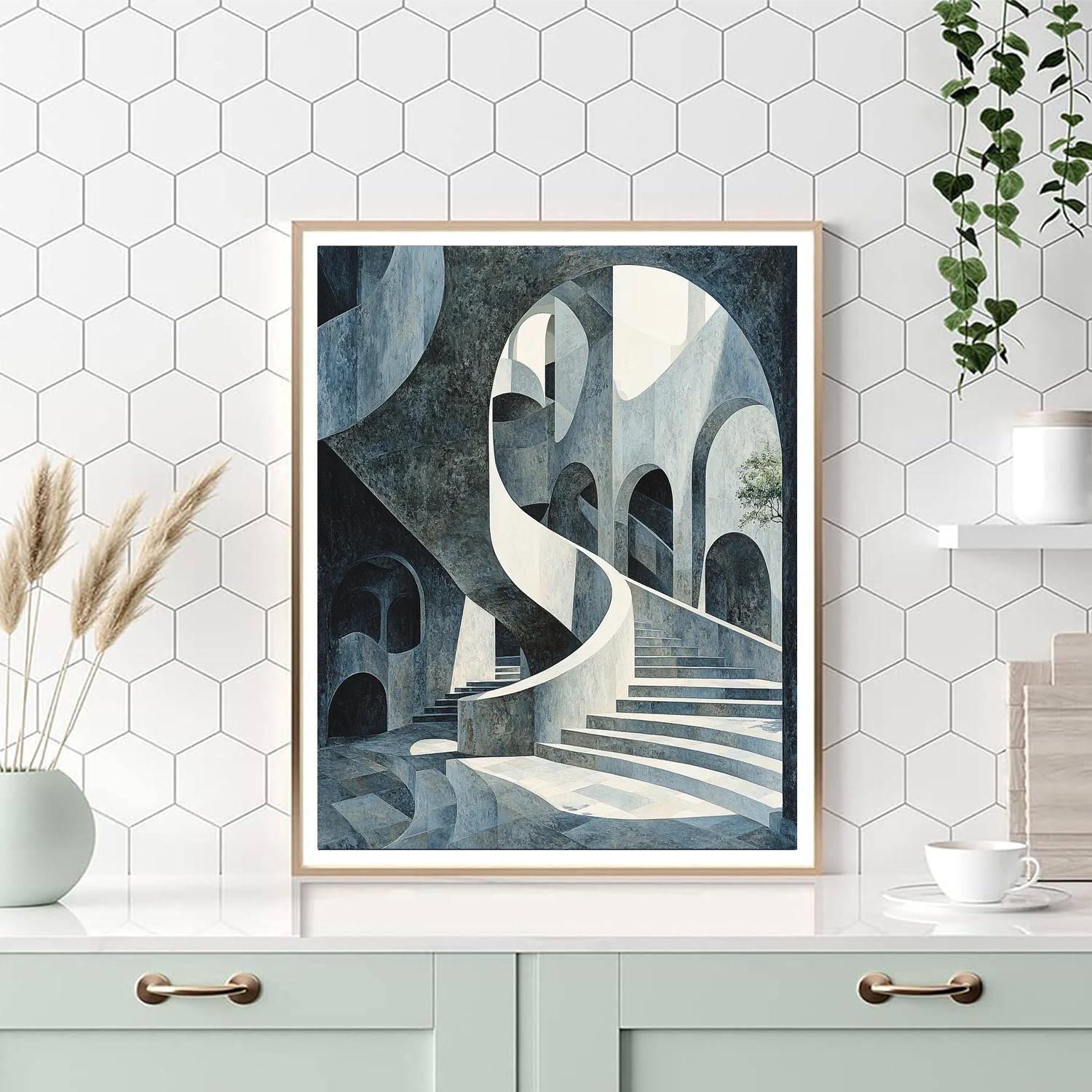 M.C. Escher Inspired Cascading Paradox  Number Painting