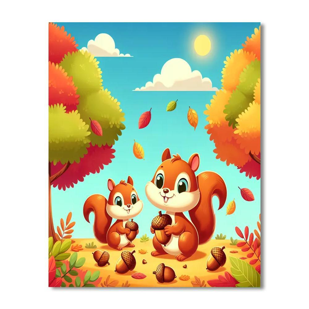 Adventurous Squirrel Family Paint By Number