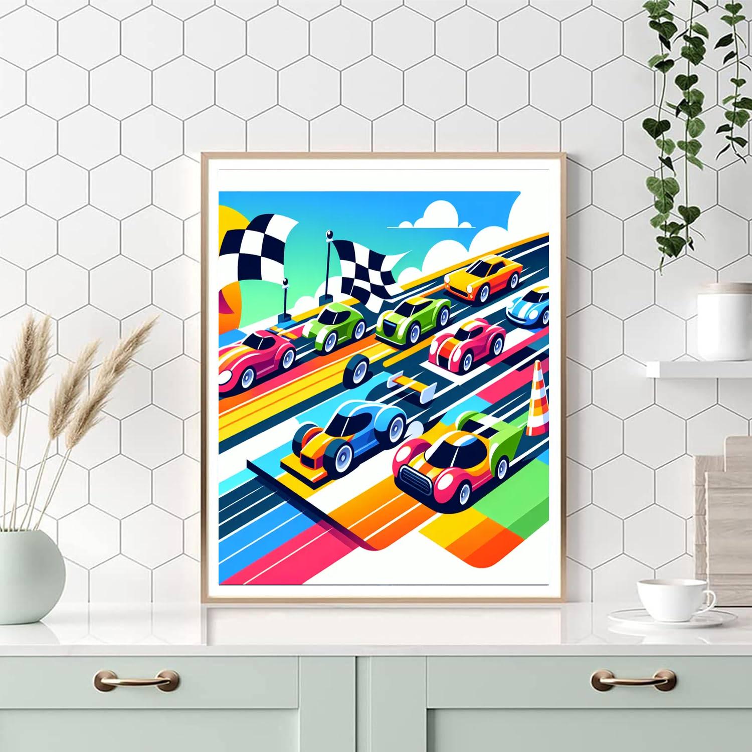 Race Track Thrills Paint By Numbers Art