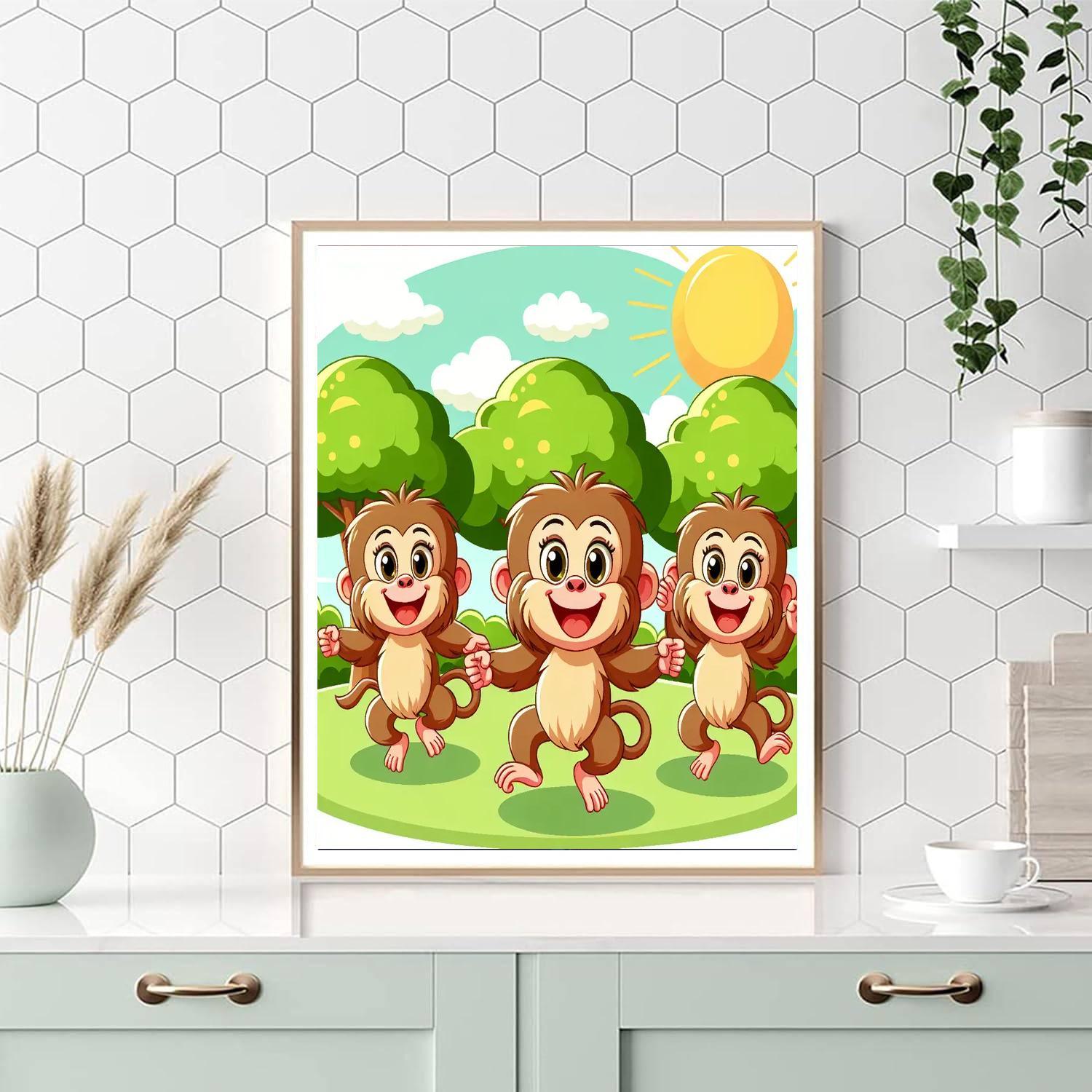 Bouncing Baboon Family Paint By Numbers Art