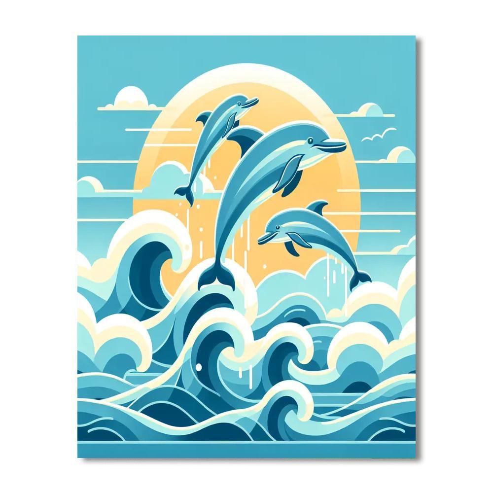Diving Dolphins Paint By Numbers Art