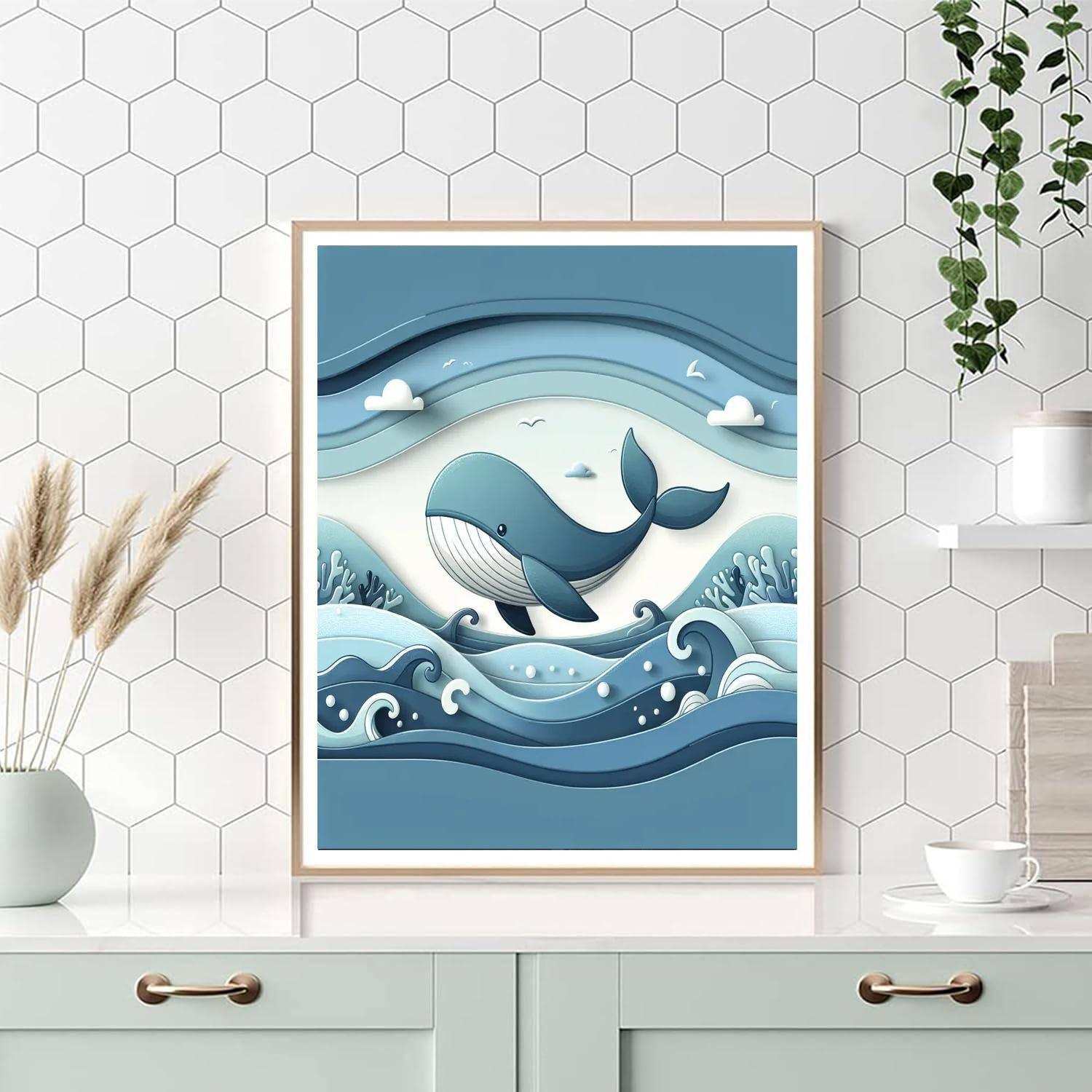 Whimsical Whale Waltz Number Painting
