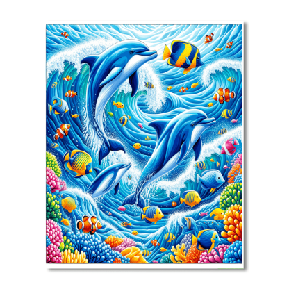 Frolicking Dolphins Paint By Numbers