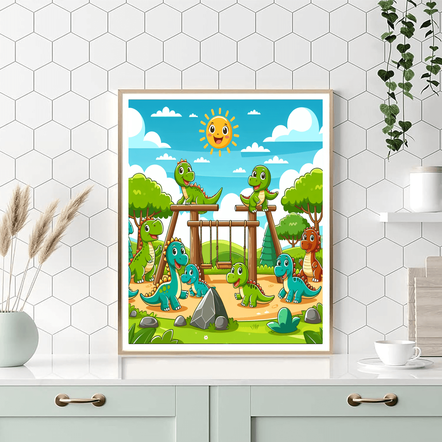 Playful Dinosaur Playground Paint By Color