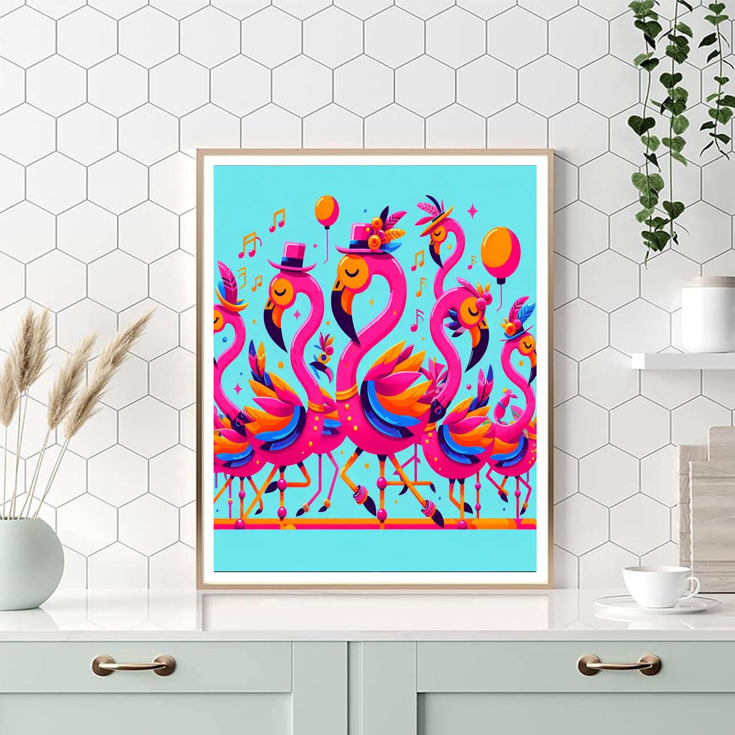 Fantastic Flamingo Fiesta Paint By Numbers Art