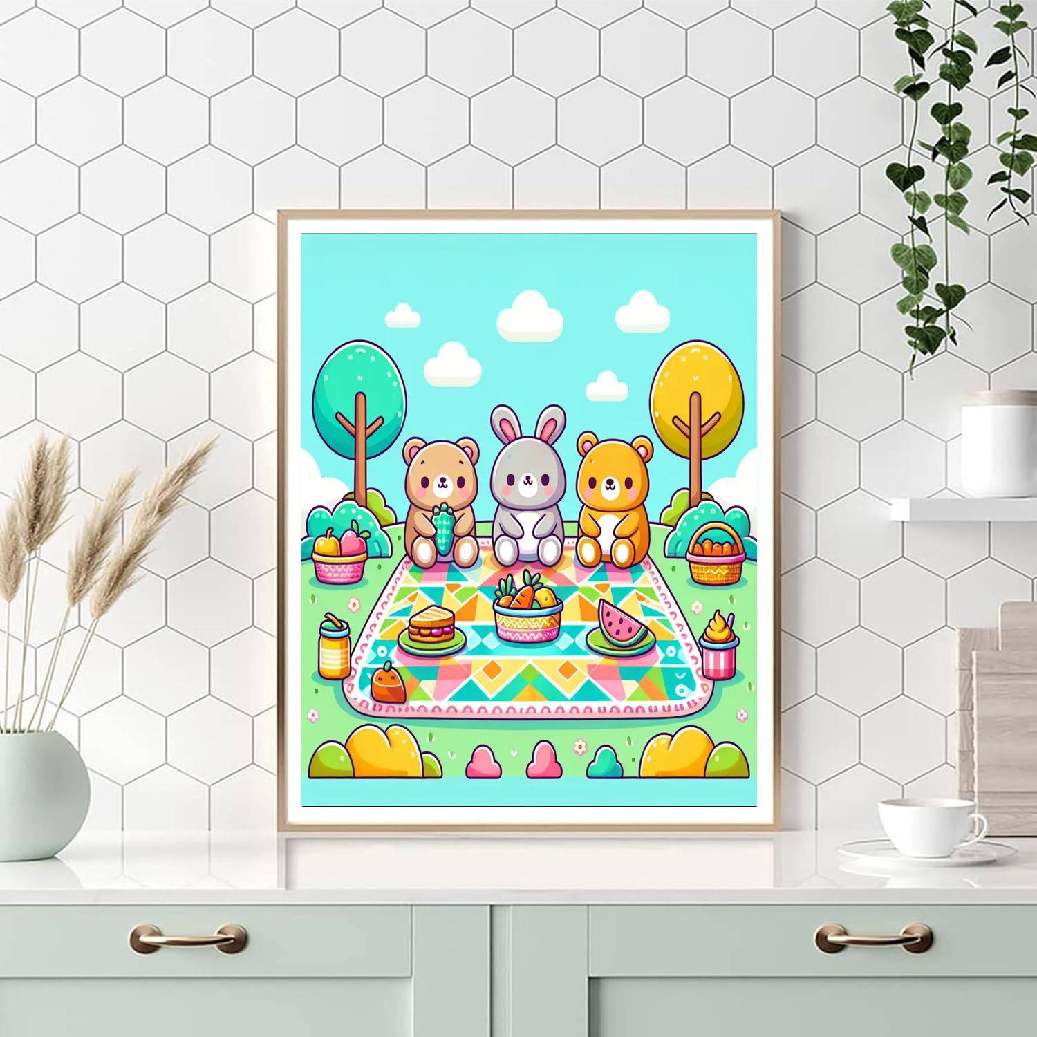Animal Friends' Picnic Painting By Numbers Kit