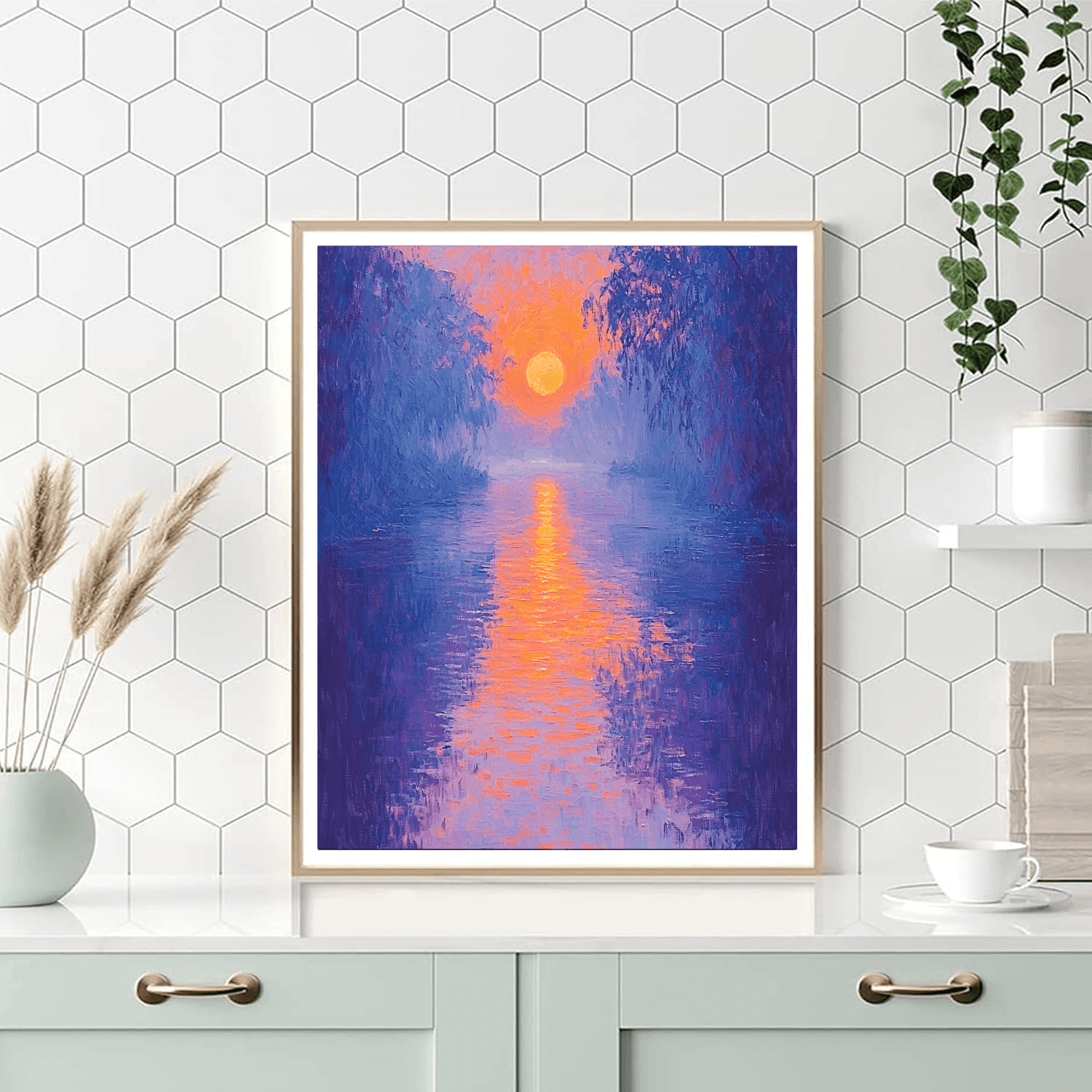 Claude Monet Inspired Twilight River Reflection  Numbered Painting Kits