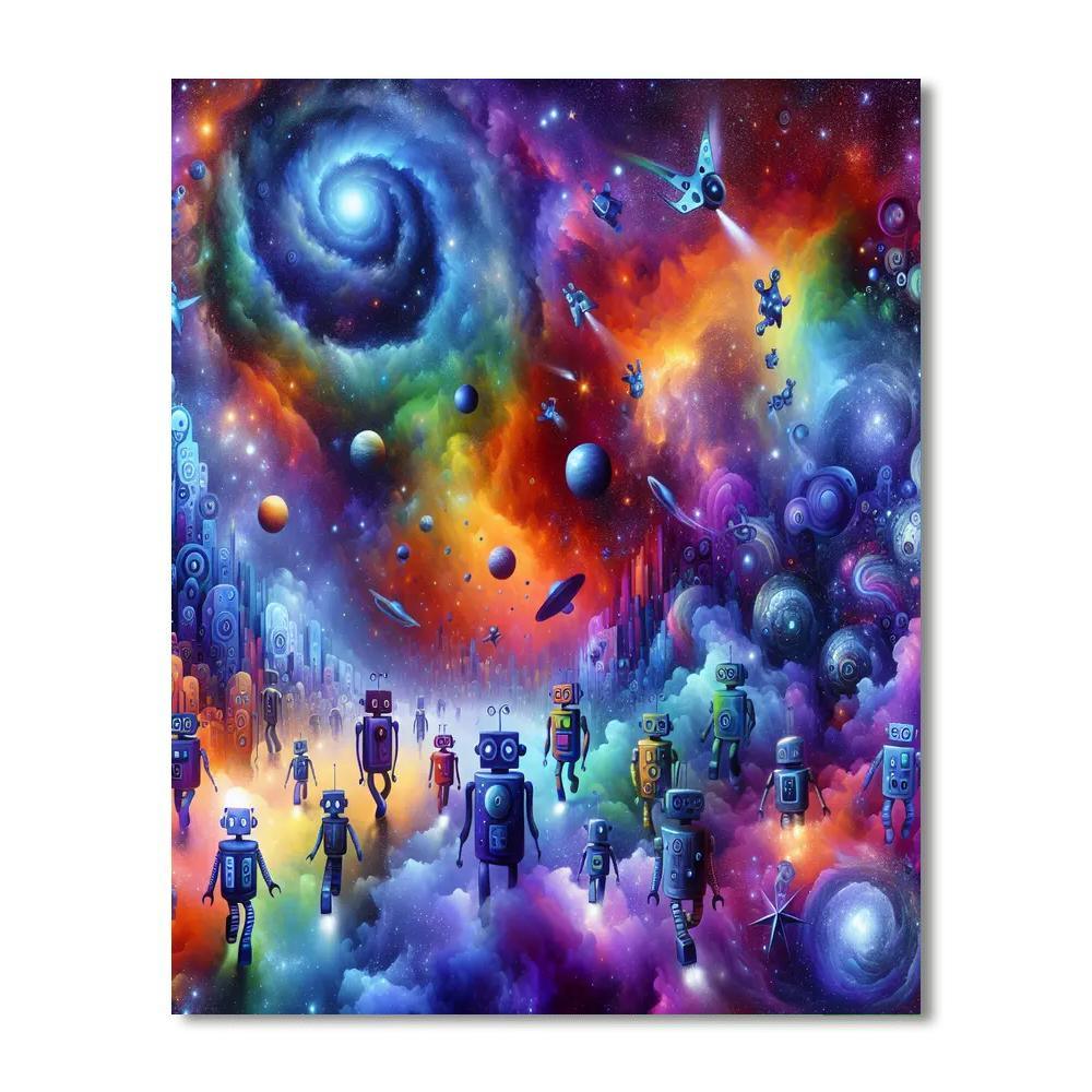 Cosmic Adventures Of Robots DIY Paint By Numbers
