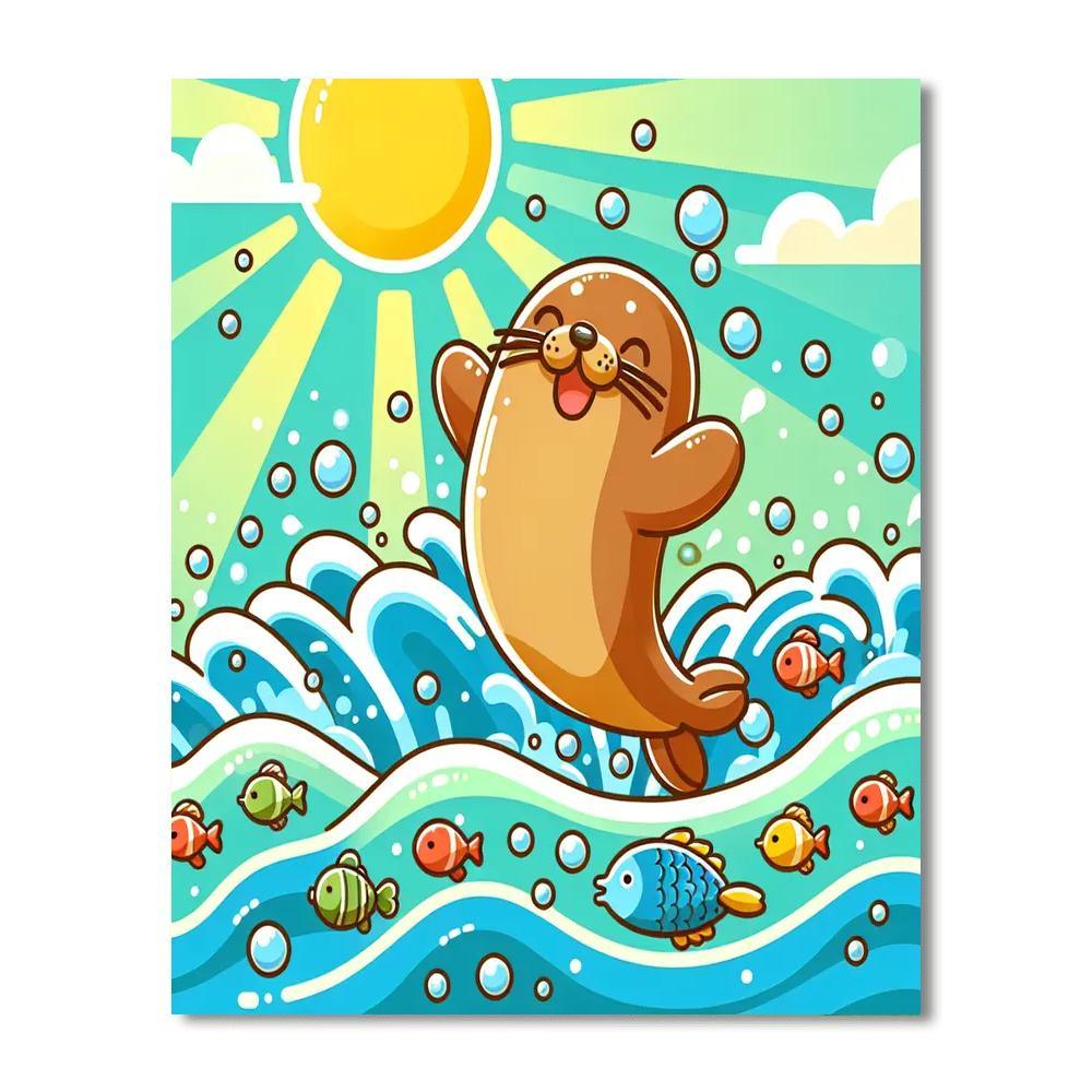 Playful Sea Lion Paint By Color