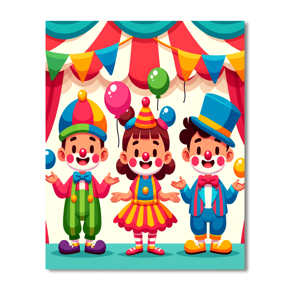 Jolly Circus Clowns Paint By Number