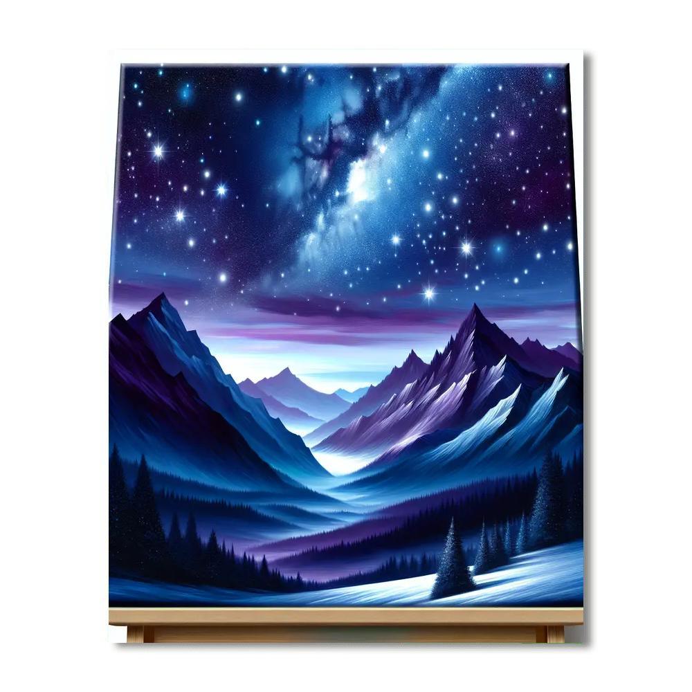 Starlit Sky Over The Mountains Paint By Color