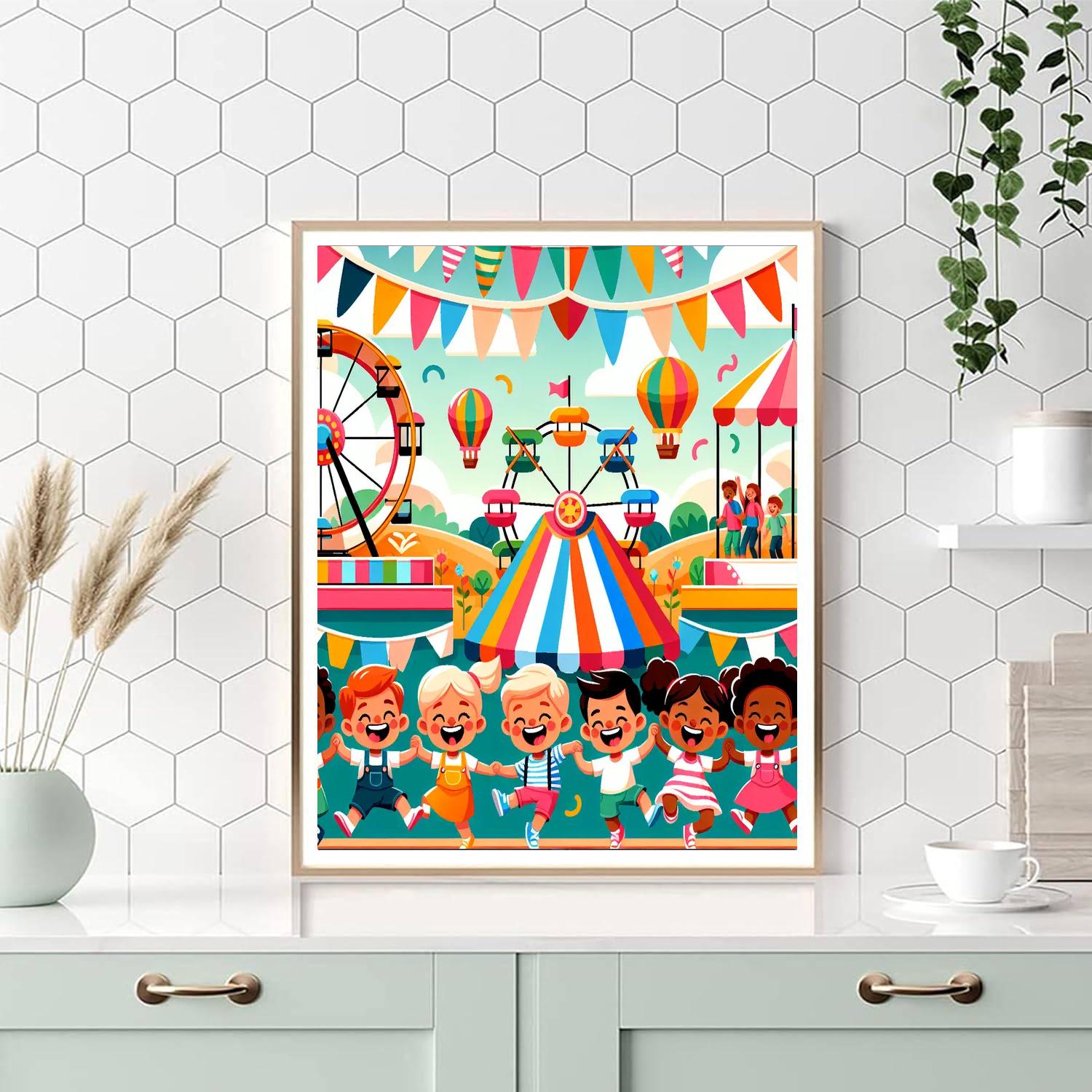 Charming Children's Carnival Paint By Numbers Art