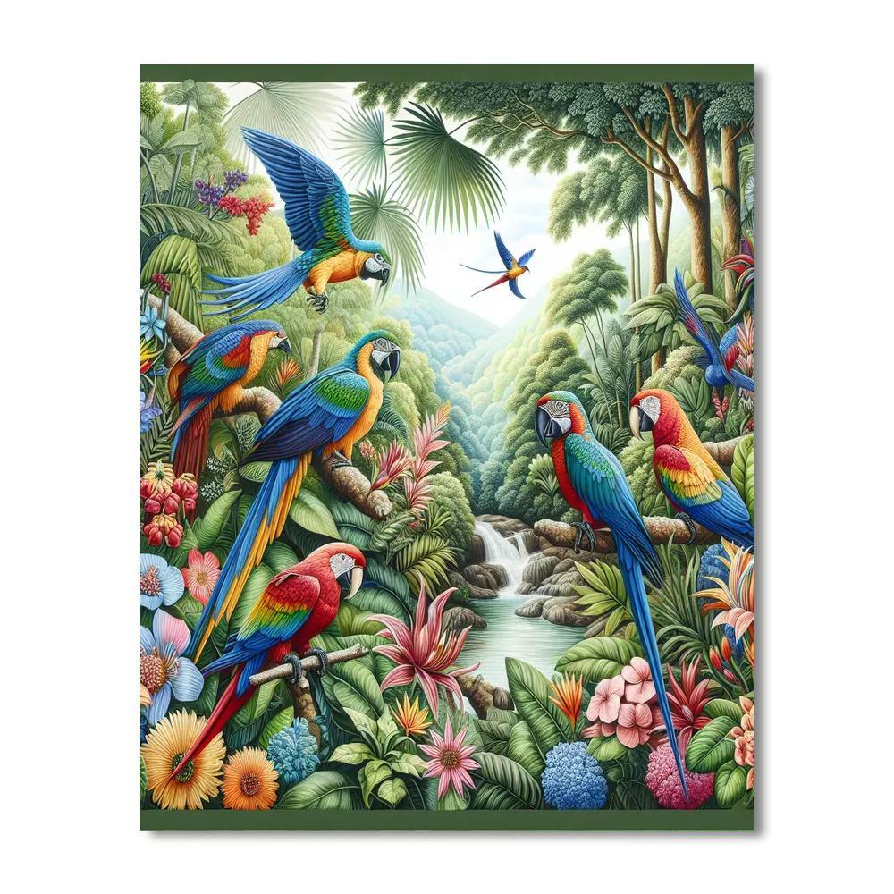 Joyful Tropical Birds Number Painting