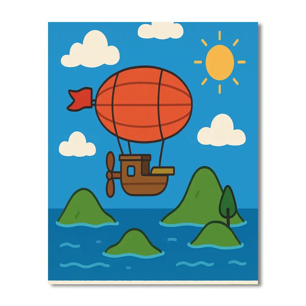 Skybound Airship Adventure Paint By Numbers Art