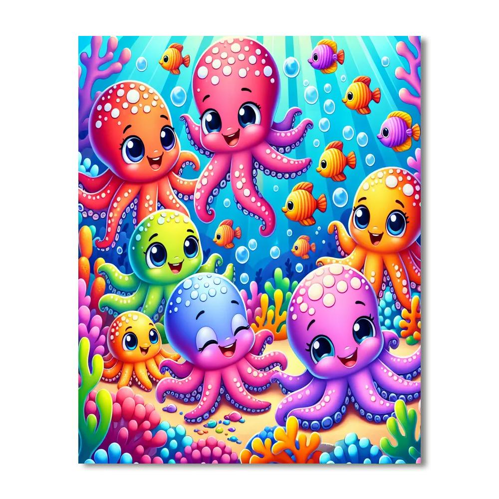 Bubbly Octopus Friends Painting By Numbers Kit
