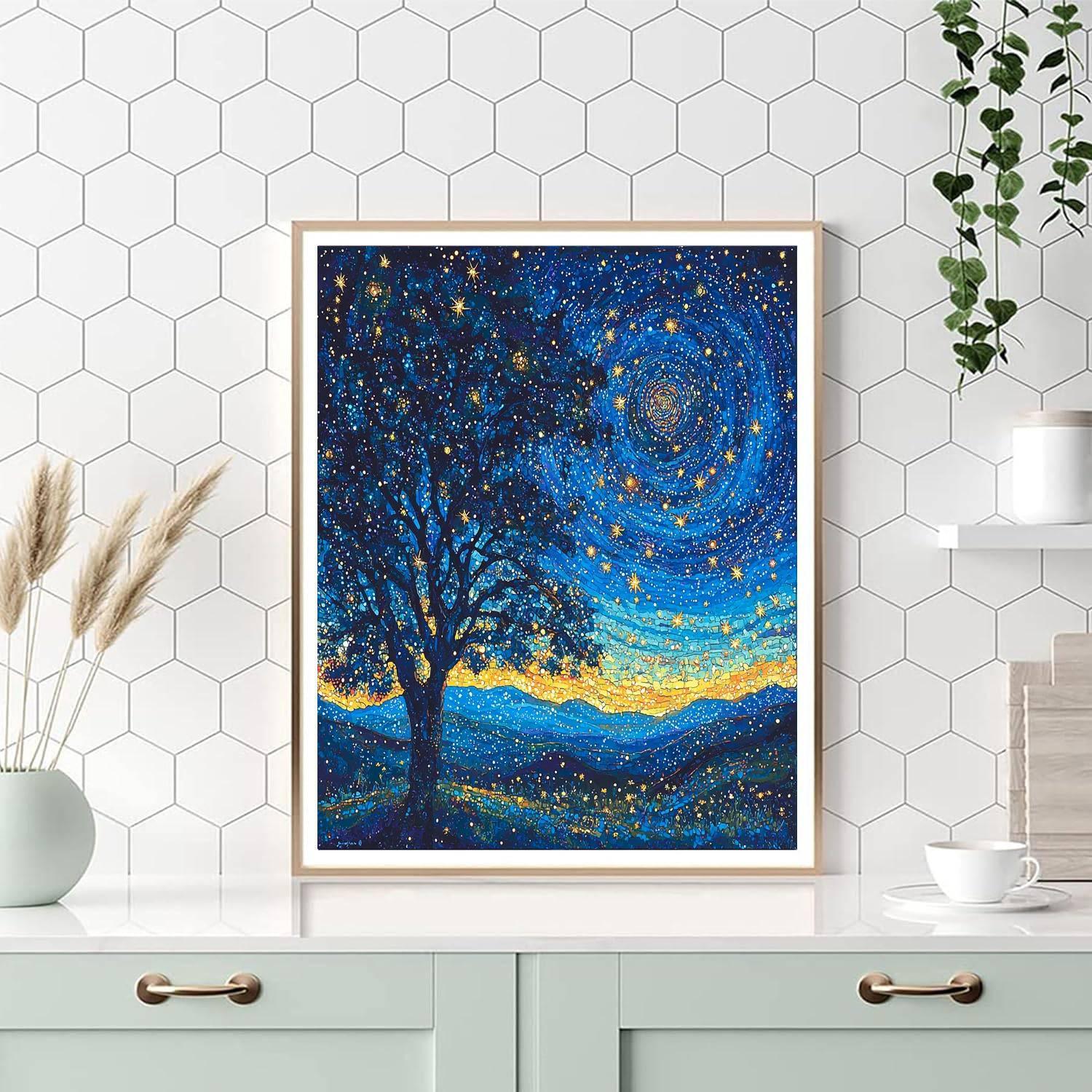 Alex Grey Inspired Dazzling Starry Horizon  Paint By Numbers