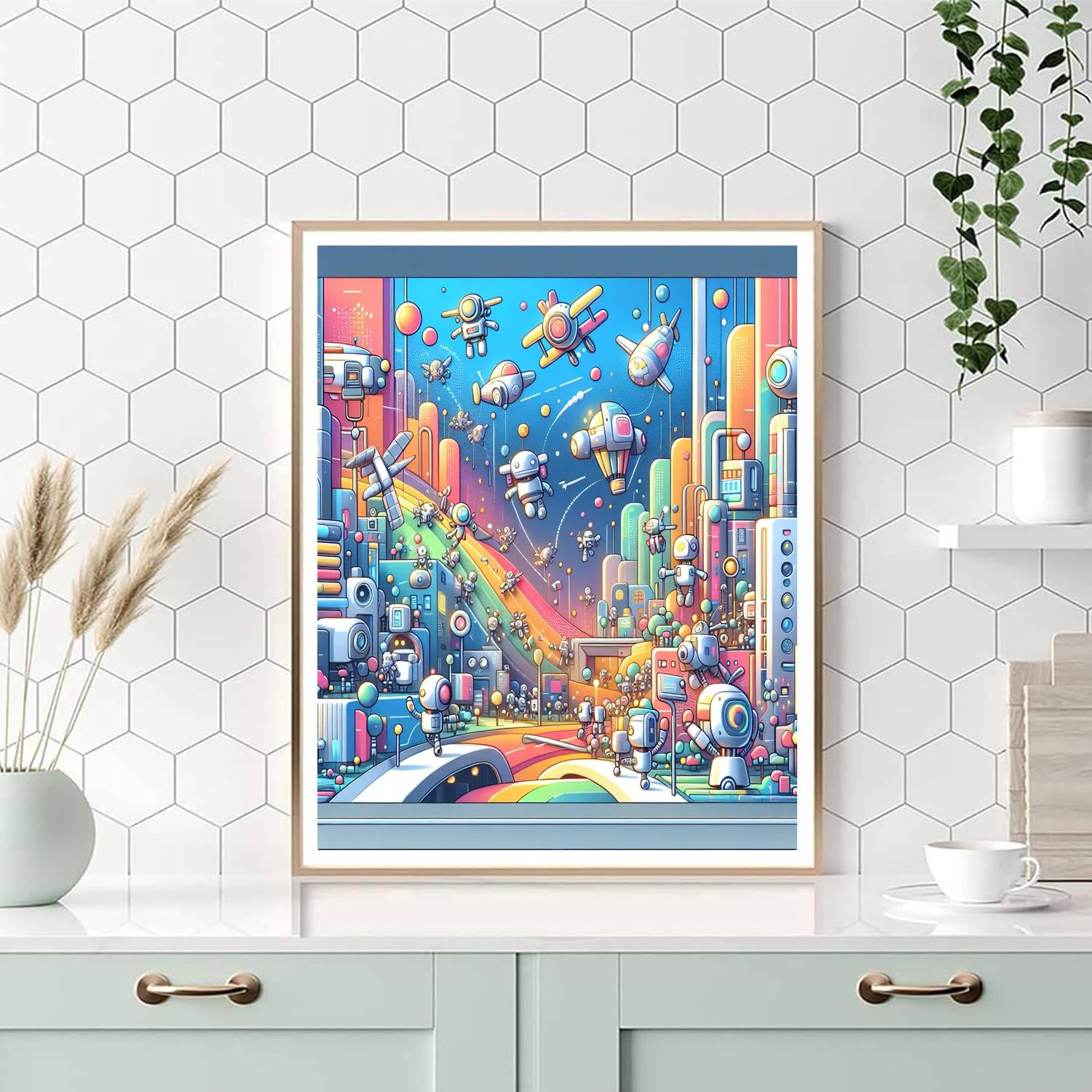 Adventure With Colorful Robots Number Painting