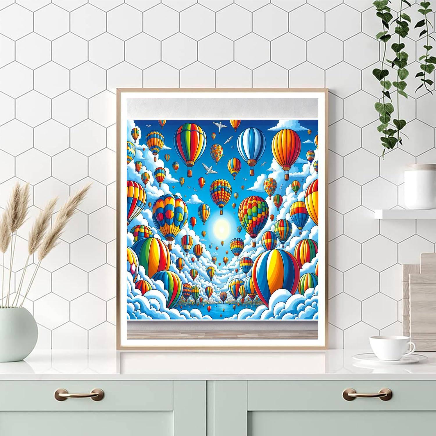 Colorful Whimsical Balloon Ride Paint By Color