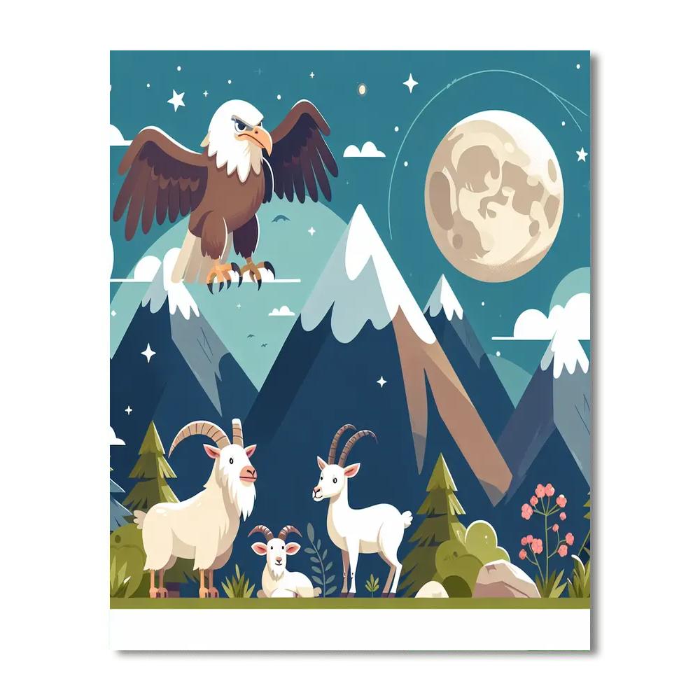 Majestic Mountain Moonscape Numbered Painting Kits