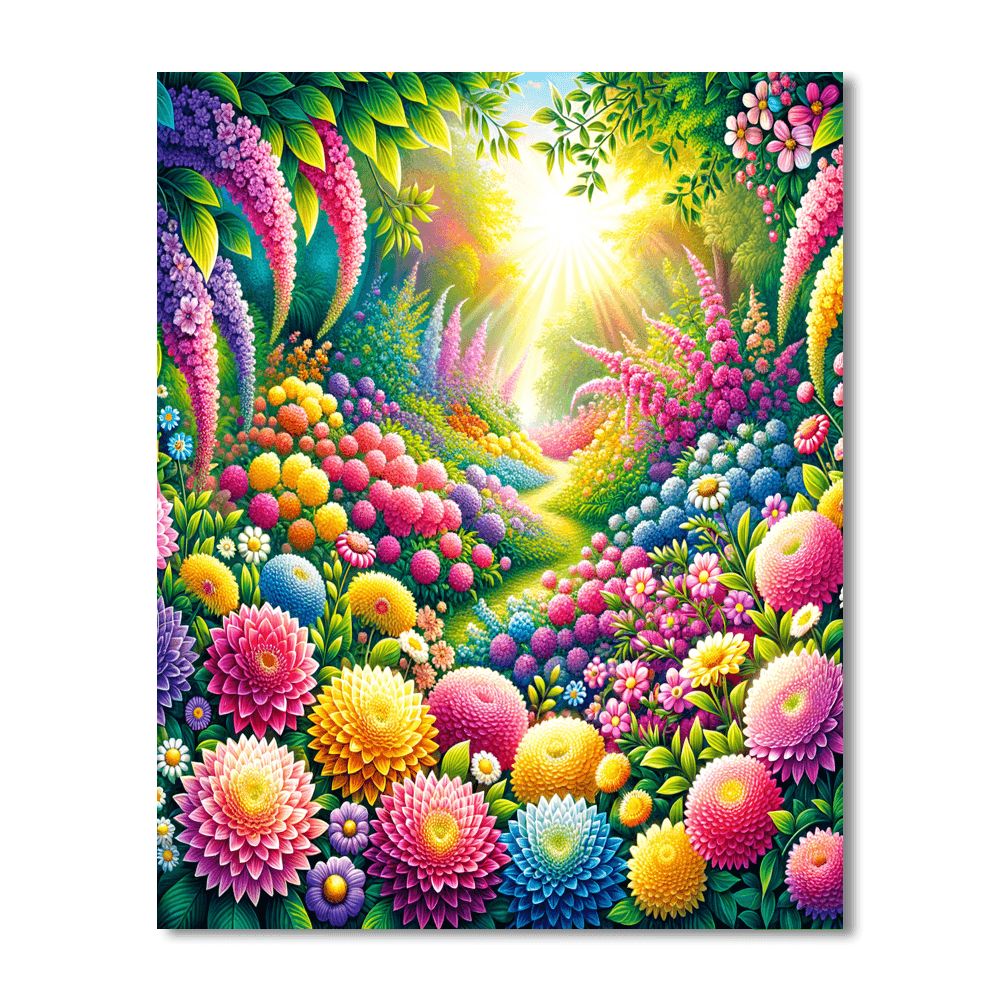 Cheerful Garden Blooms Paint By Number